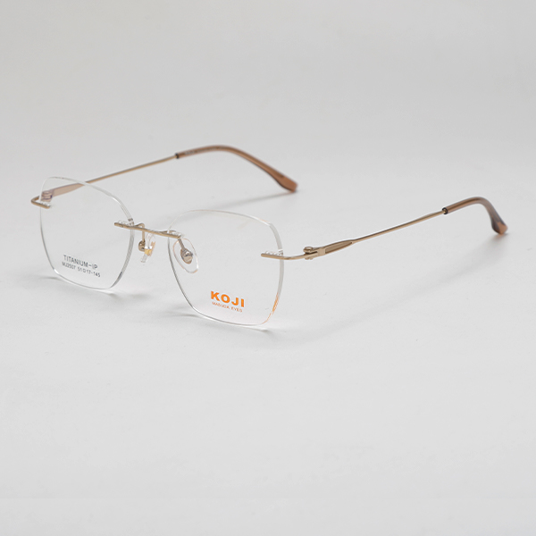 KOJI MJ2507 51-17-145 Titanium Rimless Browline Glasses Frame OEM ODM