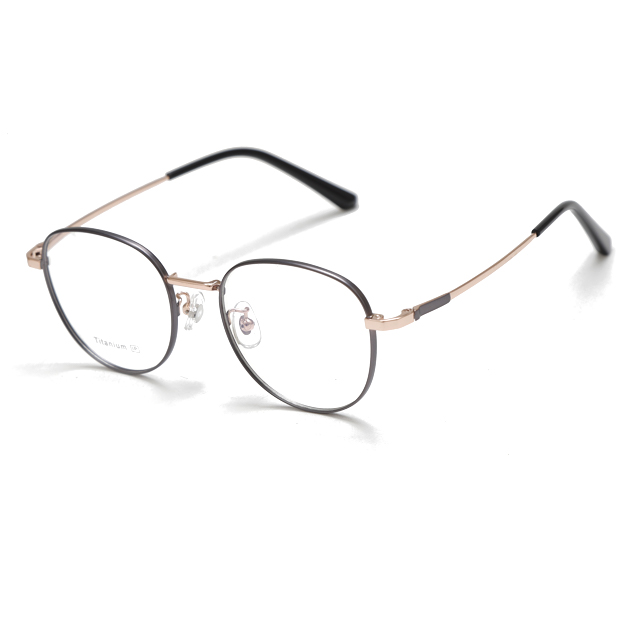 MOODISH MO7655 49-18-145 Retro Semi-Titanium Glasses Frame IP Two-Tone Plating
