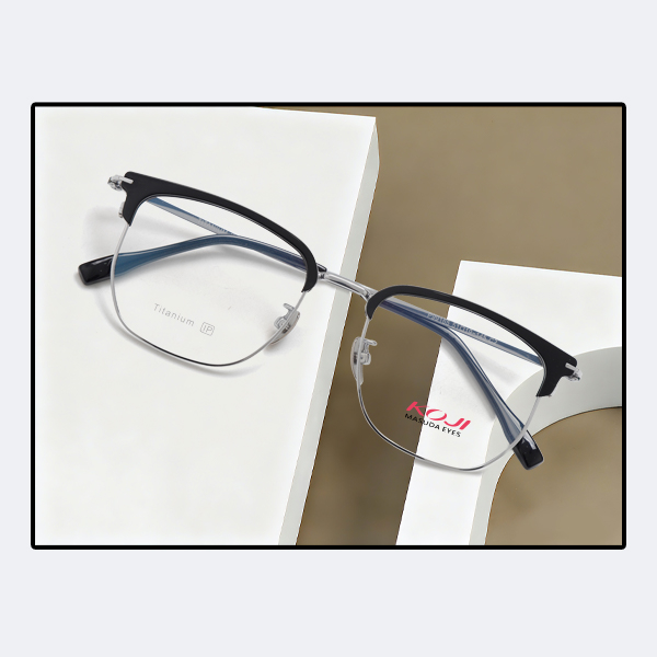 KOJI P99162 51-18-148 Titanium Browline Glasses Frame OEM ODM