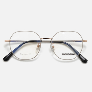 MOODISH MO7657 51-18-145 Retro β-Titanium Glasses Frame IP Two-Tone Plating