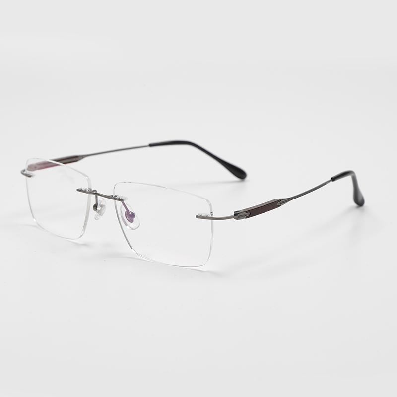 2018 55-18-148 Wooden Temple Titanium Rimless Eyeglasses