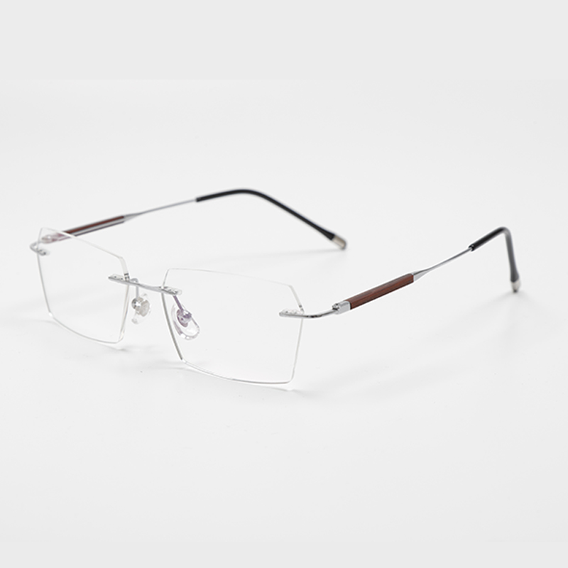 2022 56-17-148 Wood Inlay Titanium Rimless Eyeglasses KOJI MASUDA