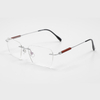 2033 55-18 Ebony Wood Frameless Titanium Eyeglasses OEM