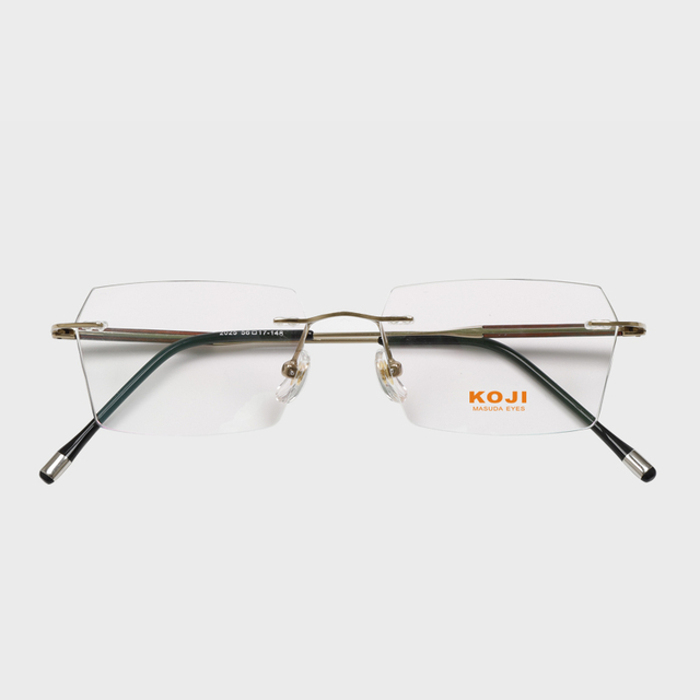 2022 56-17-148 Wood Inlay Titanium Rimless Eyeglasses KOJI MASUDA