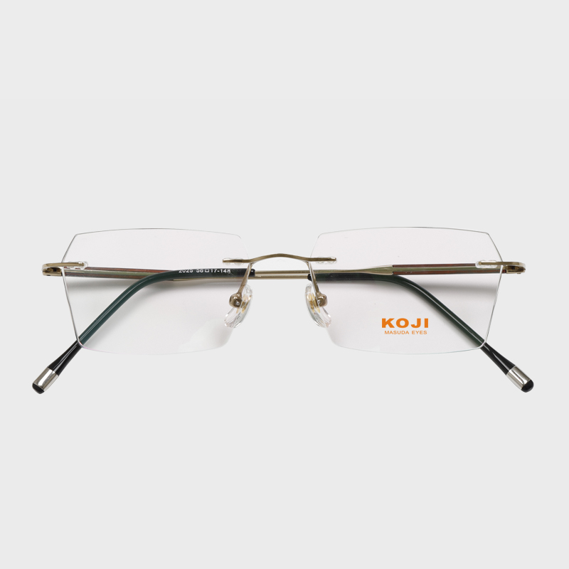 2022 56-17-148 Wood Inlay Titanium Rimless Eyeglasses KOJI MASUDA